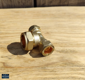 15mm x 15mm x 22mm Brass Tee