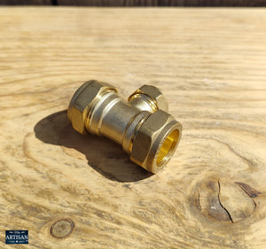 22mm x 22mm x 15mm Brass Tee