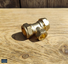 Load image into Gallery viewer, 22mm x 22mm x 15mm Brass Tee