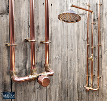 Load image into Gallery viewer, Thermostatic Copper Rainfall Shower With Ceiling Pipes