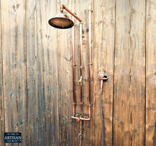 Load image into Gallery viewer, Thermostatic Copper Shower With Ceiling Pipes And Hand Sprayer