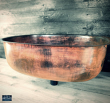 Load image into Gallery viewer, Large Aged Copper Sink Bowl With Plug