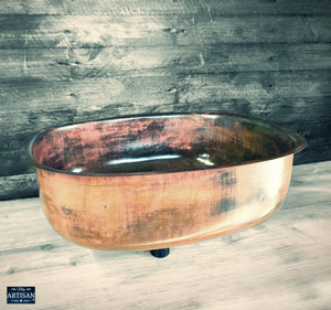 Large Aged Copper Sink Bowl With Plug