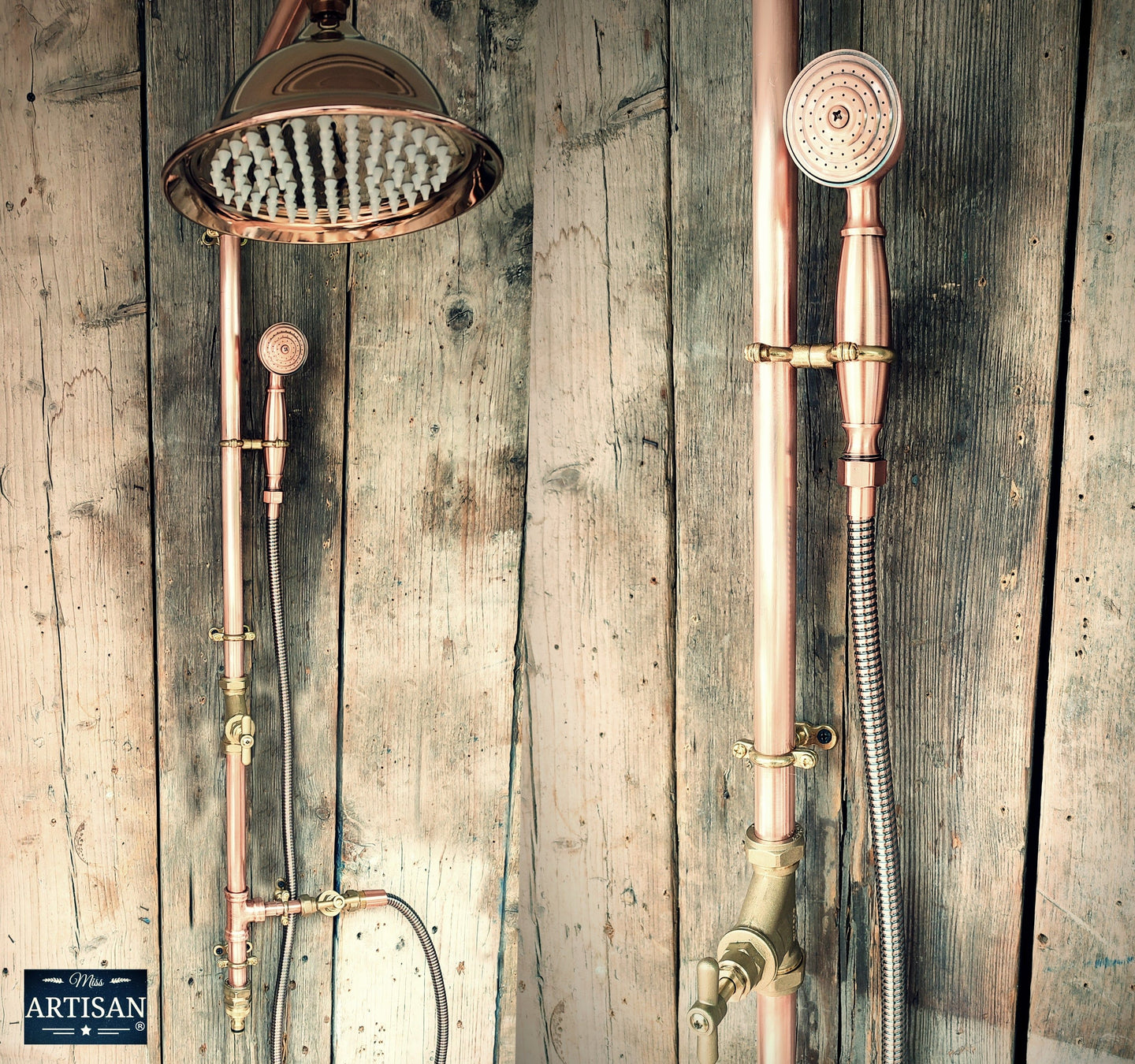 Copper Hosepipe Shower With Hand Sprayer