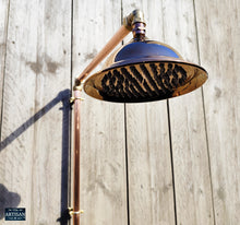 Load image into Gallery viewer, Copper Rainfall Shower Red And Blue Handles