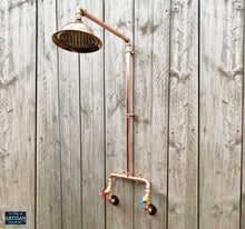 Load image into Gallery viewer, Copper Rainfall Shower Red And Blue Handles