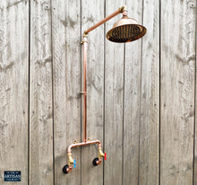 Load image into Gallery viewer, Copper Rainfall Shower Red And Blue Handles