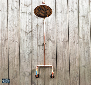 Copper Rainfall Shower Red And Blue Handles