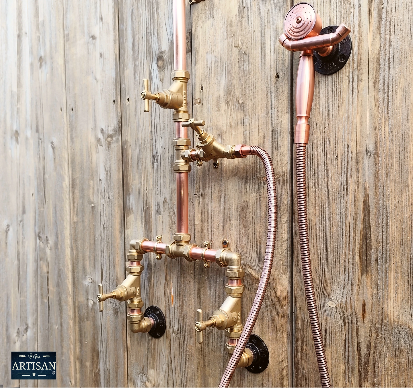 Copper And Brass Shower With Hand Sprayer