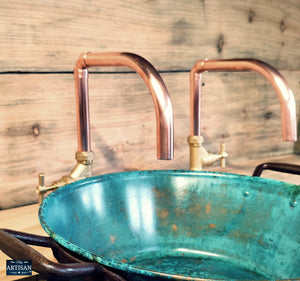 Pair Of Copper Faucet Taps - Fixed Spout