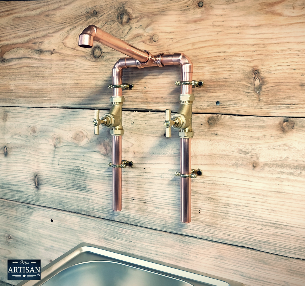 Copper Mixer Tap Wall Mounted - Swivel Spout