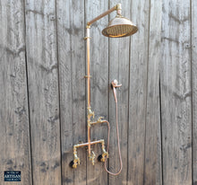 Load image into Gallery viewer, Copper And Brass Shower With Lower Tap And Hand Sprayer