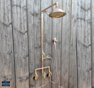 Copper And Brass Shower With Lower Tap And Hand Sprayer