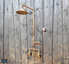 Load image into Gallery viewer, Copper And Brass Shower With Lower Tap And Hand Sprayer