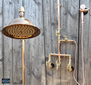 Copper And Brass Shower With Lower Tap And Hand Sprayer