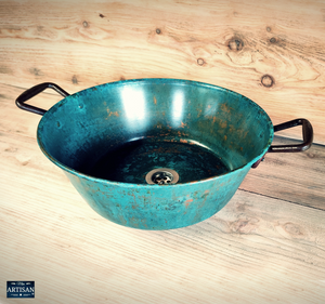 Verdigris Copper Sink Bowl With Plug