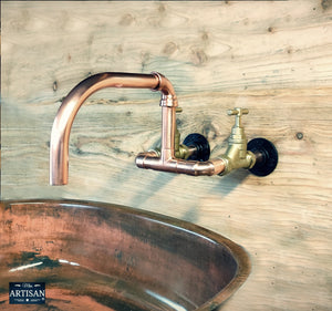 Copper Mixer Faucet Tap Wall Mounted - Swivel Spout