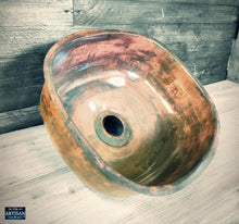 Load image into Gallery viewer, Large Aged Copper Sink Bowl With Plug