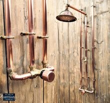 Load image into Gallery viewer, Thermostatic Copper Rainfall Shower With Ceiling Pipes