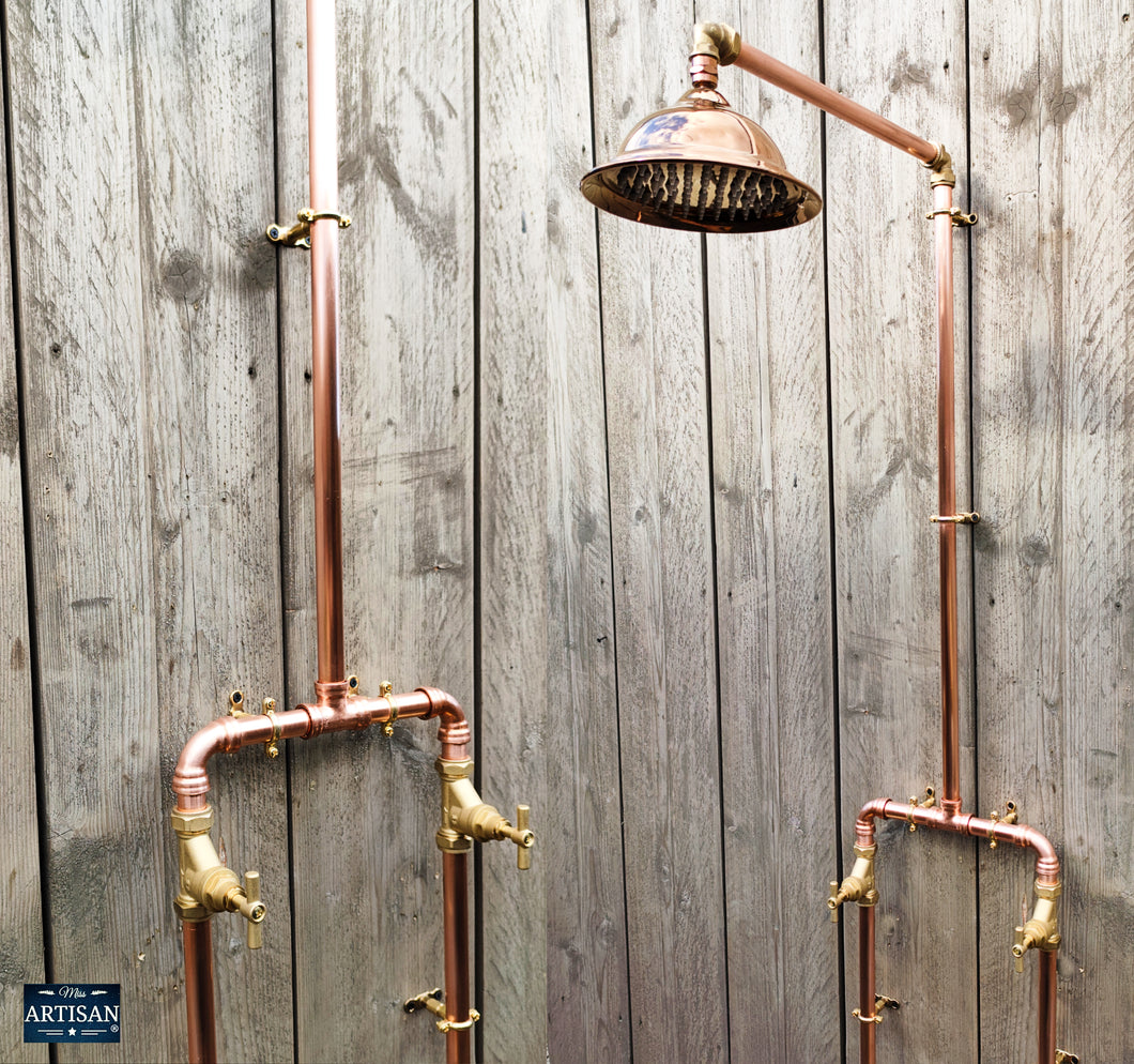 Copper Pipe Rainfall Shower With Down Pipes