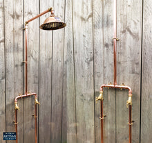 Load image into Gallery viewer, Copper Pipe Rainfall Shower With Down Pipes