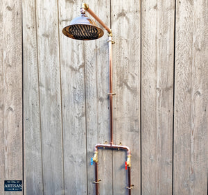 Copper Shower With Down Pipes