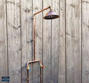 Copper Shower With Down Pipes