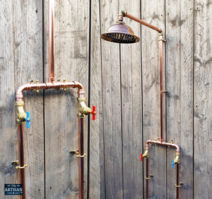 Copper Shower With Down Pipes