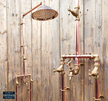 Load image into Gallery viewer, Copper And Brass Shower With Lower Tap And Down Pipes