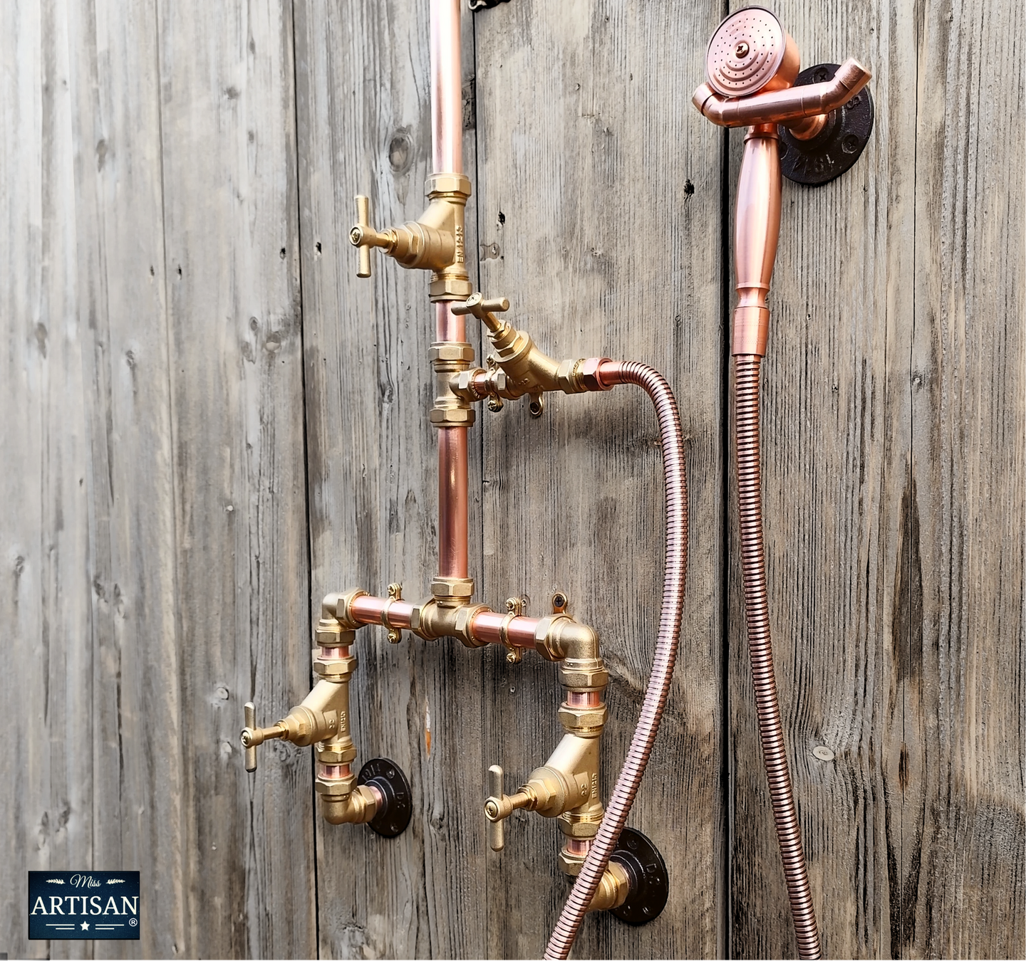 Copper And Brass Shower With Hand Sprayer