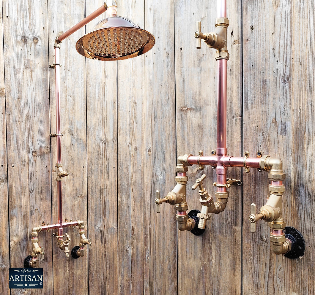 Copper And Brass Rainfall Shower With Lower Tap