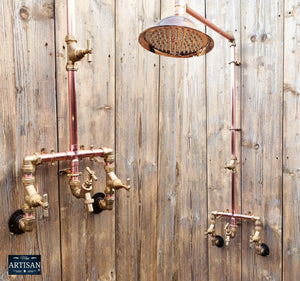 Copper And Brass Rainfall Shower With Lower Tap