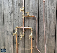 Load image into Gallery viewer, Copper And Brass Shower With Lower Tap, Down Pipes And Hand Sprayer