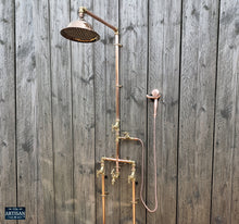 Load image into Gallery viewer, Copper And Brass Shower With Lower Tap, Down Pipes And Hand Sprayer