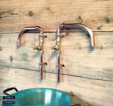 Load image into Gallery viewer, Pair Of Copper Taps Wall Mounted - Swivel Spout