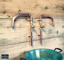 Load image into Gallery viewer, Pair Of Copper Taps Wall Mounted - Swivel Spout