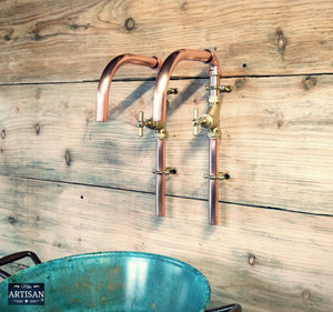 Pair Of Copper Taps Wall Mounted - Swivel Spout