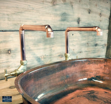 Load image into Gallery viewer, Pair Of Copper Faucet Taps - Fixed Spout