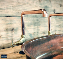 Load image into Gallery viewer, Pair Of Copper Faucet Taps - Fixed Spout