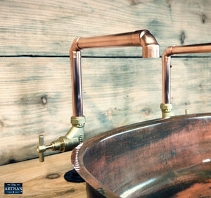 Pair Of Copper Faucet Taps - Fixed Spout