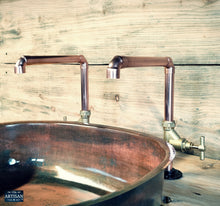 Load image into Gallery viewer, Pair Of Copper Faucet Taps - Fixed Spout