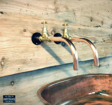 Load image into Gallery viewer, Pair Of Copper Wall Mounted Faucet Taps - Fixed Spout