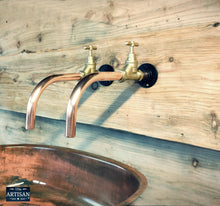 Load image into Gallery viewer, Pair Of Copper Wall Mounted Faucet Taps - Fixed Spout