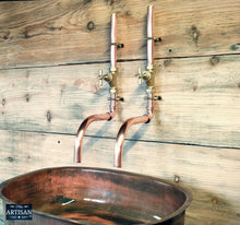 Load image into Gallery viewer, Pair Of Copper Faucet Taps Wall Mounted - Swivel Spout