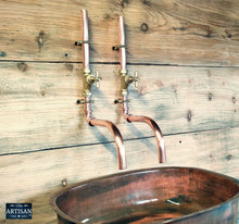 Load image into Gallery viewer, Pair Of Copper Faucet Taps Wall Mounted - Swivel Spout