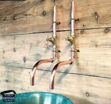 Load image into Gallery viewer, Pair Of Copper Faucet Taps Wall Mounted - Swivel Spout