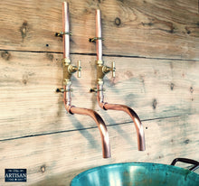 Load image into Gallery viewer, Pair Of Copper Faucet Taps Wall Mounted - Swivel Spout