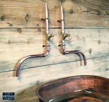 Load image into Gallery viewer, Pair Of Copper Faucet Taps Wall Mounted - Swivel Spout