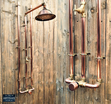 Load image into Gallery viewer, Thermostatic Copper Rainfall Shower With Ceiling Pipes