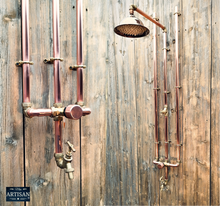 Load image into Gallery viewer, Thermostatic Copper Rainfall Shower With Ceiling Pipes And Lower Tap